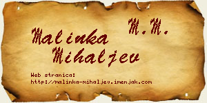 Malinka Mihaljev vizit kartica